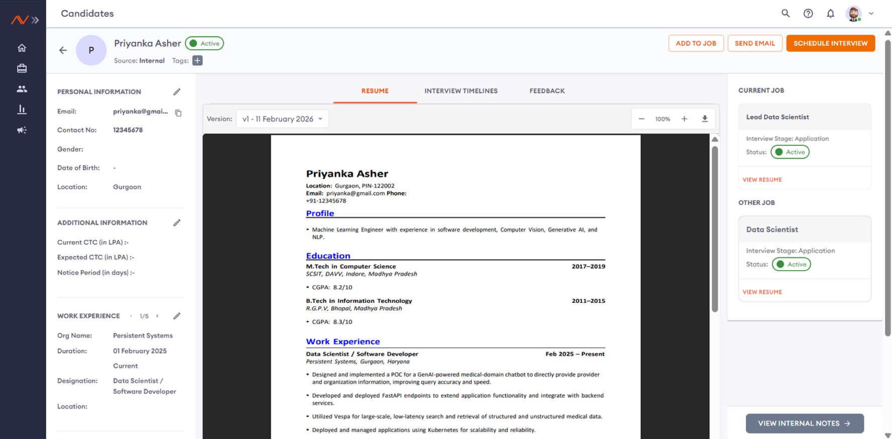 Complete Candidate View